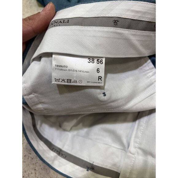 Canali Dress Pants Wool Silk Linen Blend Blue Sz 38 X 26 Made In Italy - Picture 6 of 8